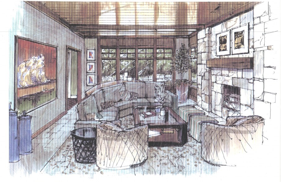 Китайский интерьер скетч