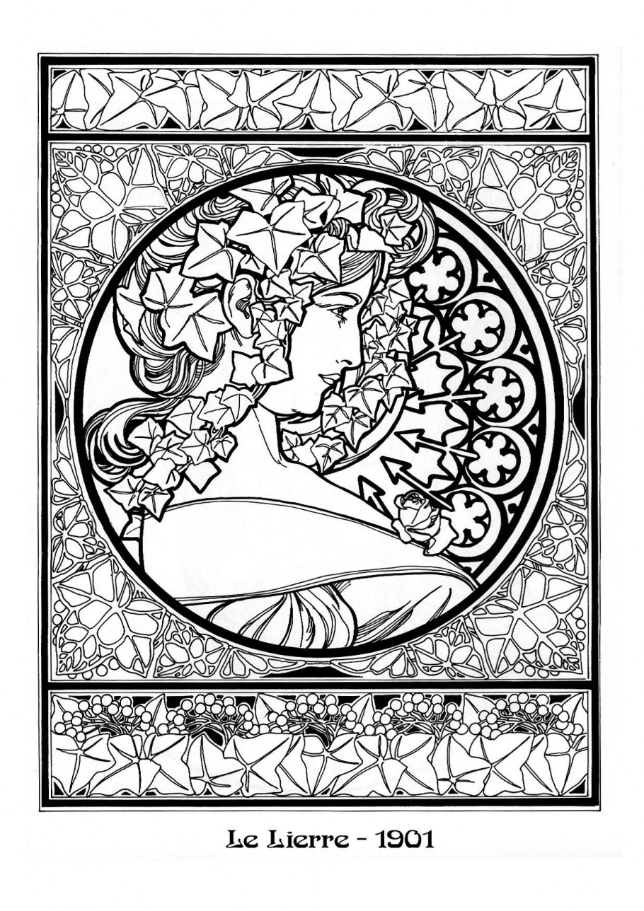 Альфрнс Муха чернобелое