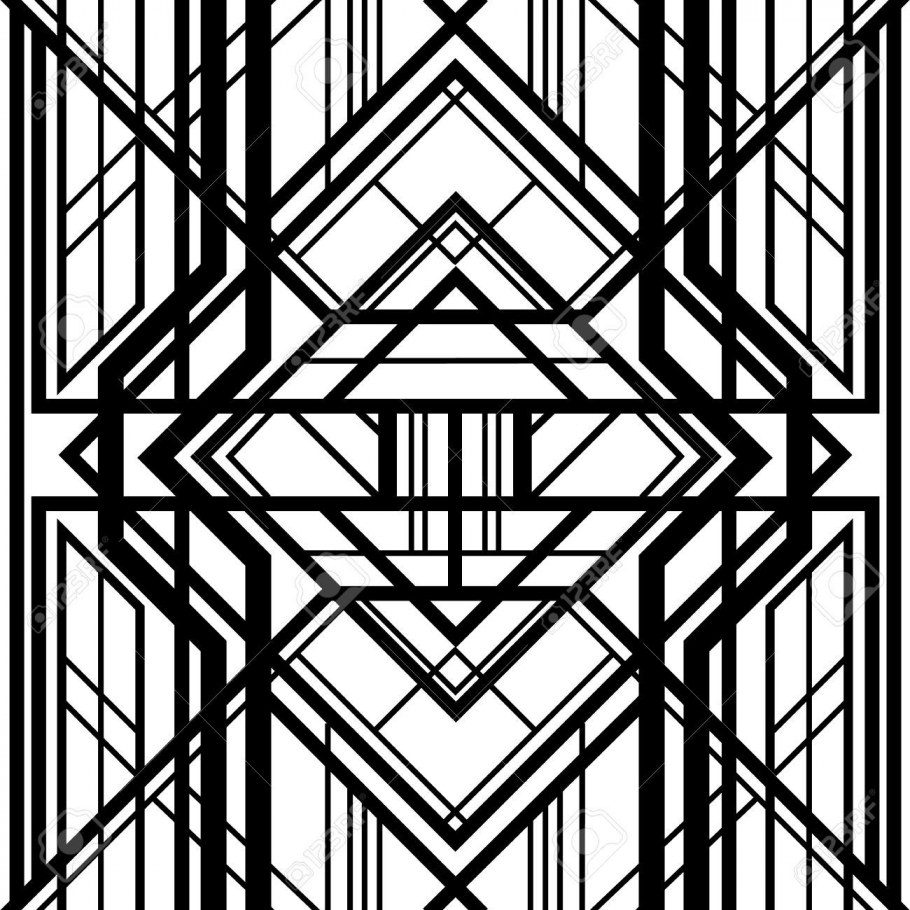 Ар деко линейная геометрия на белом фоне
