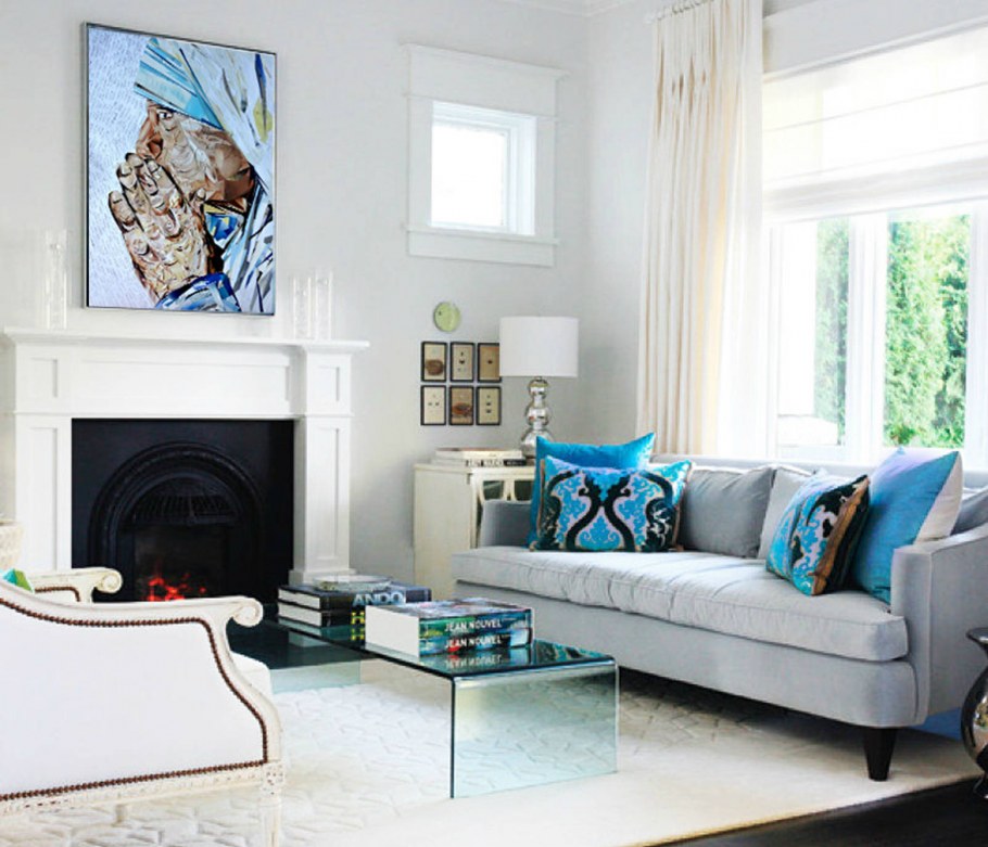 Гостиная в серо голубом цвете