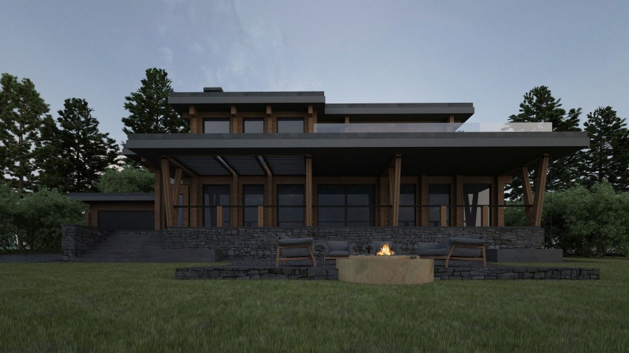 Дом из бруса в стиле Райта