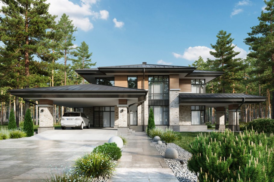 Коттедж в стиле Райта в Репино