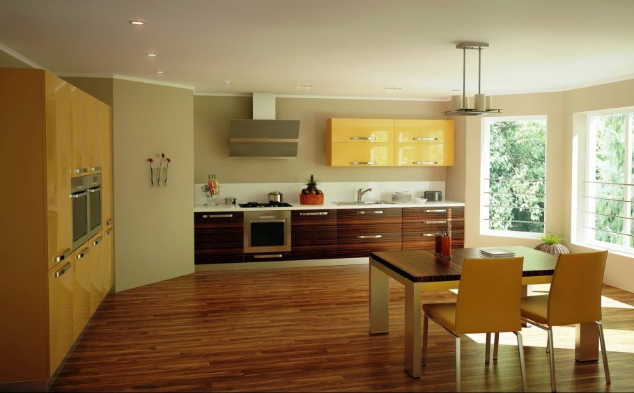 Песочный цвет стен на кухне