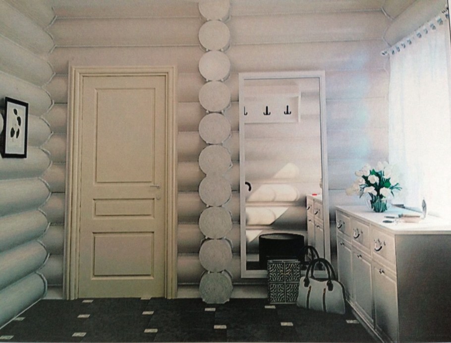 Выбеленный сруб интерьер