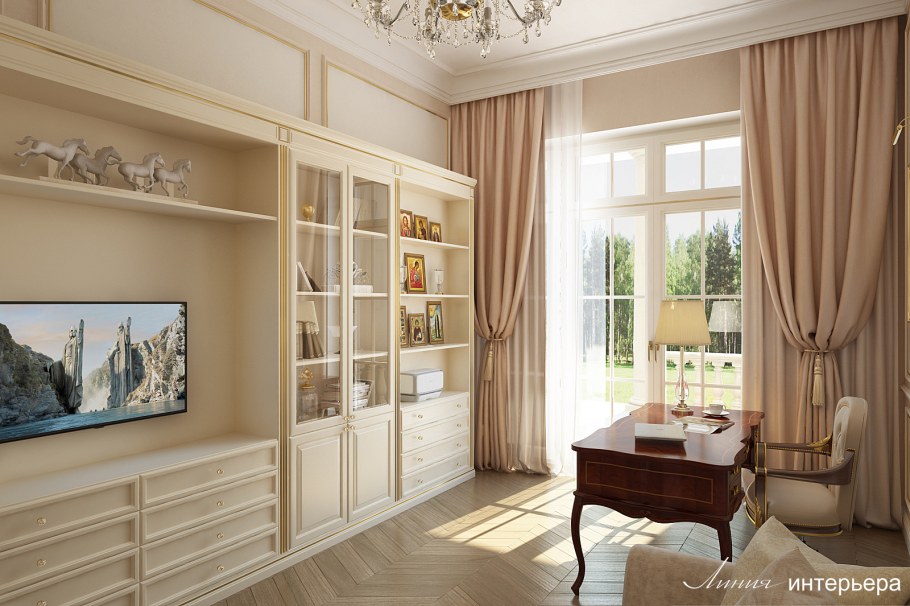 Светлый кабинет в загородном доме