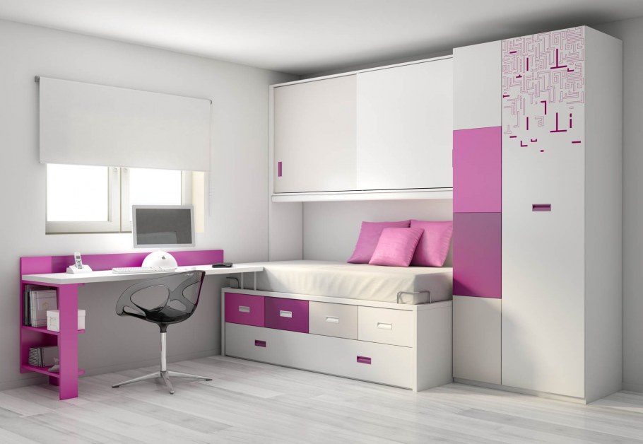 Белая глянцевая мебель для подростка