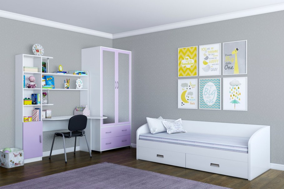 Набор белой мебели в детскую комнату