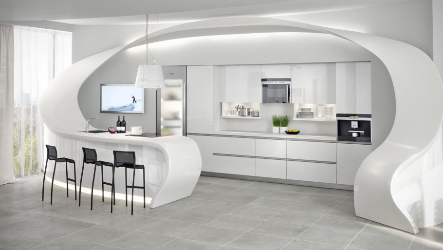 Стиль Мoдерн сейчаст футуристичeский облик кухни