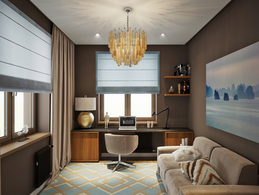 Интерьер прямоугольной комнаты