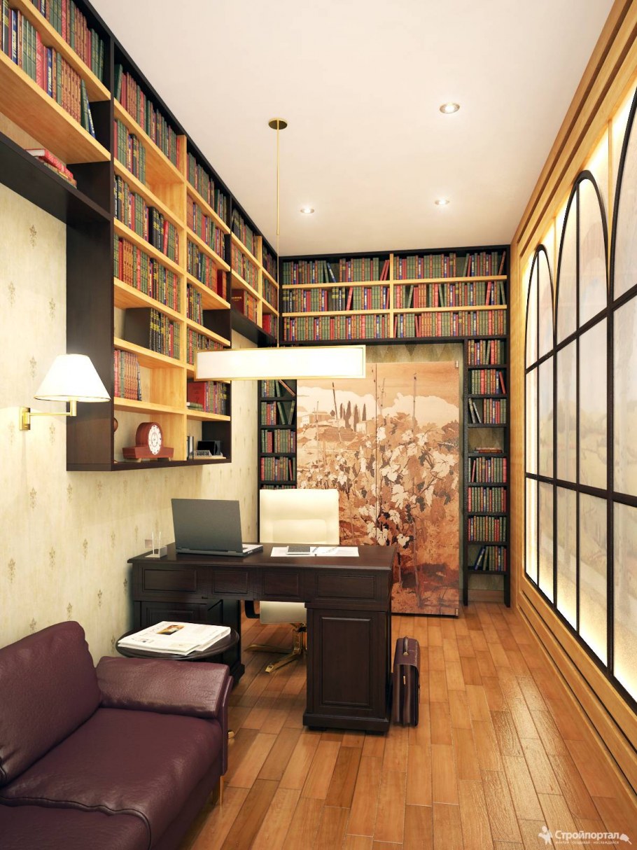Кабинет библиотека в квартире