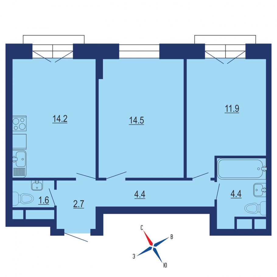 Ленинградский проект квартир ванная