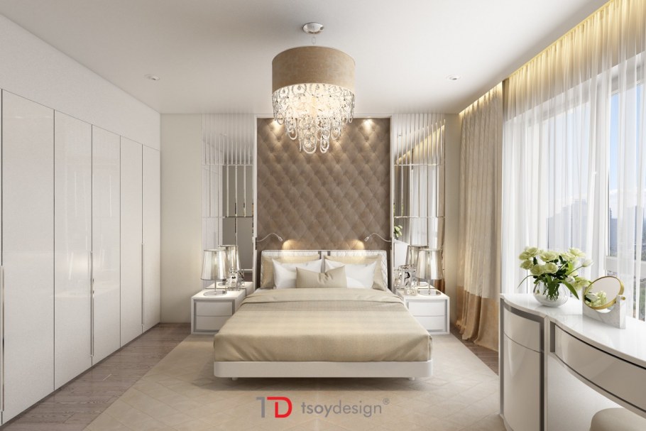 Спальня с зеркалами в стиле арт деко