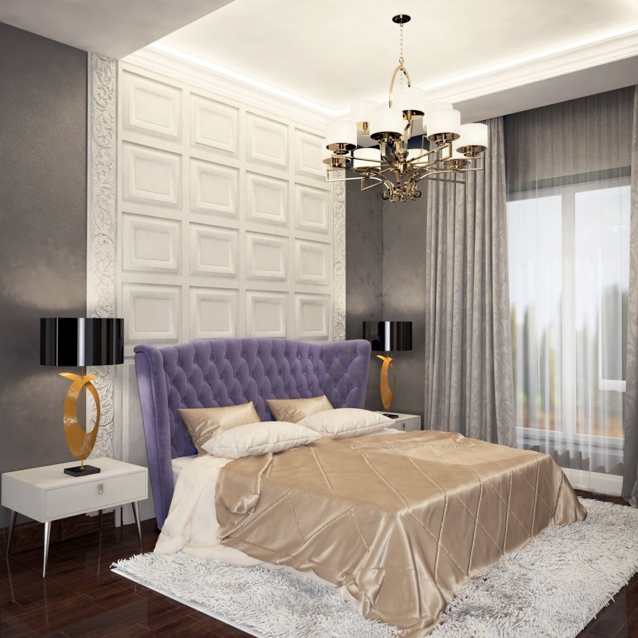 Спальня арт деко в светлых тонах
