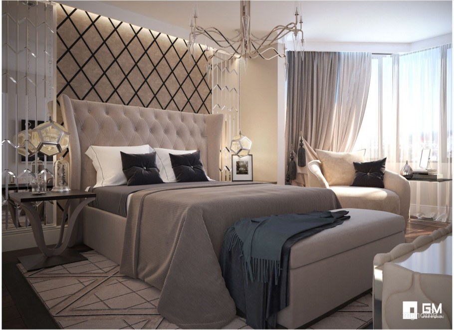 Кремовые интерьеры спальня ар деко