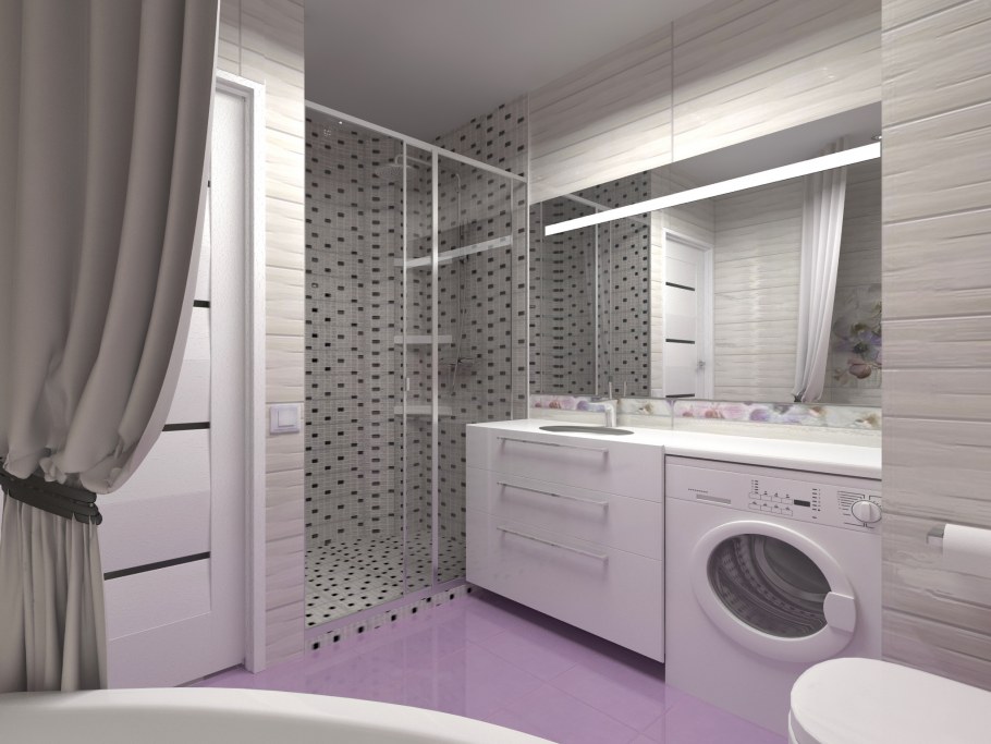 Ванная совмещенная с туалетом и коридором