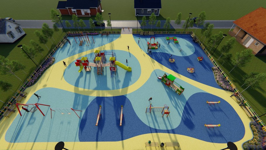 Вид сверху детские площадки в детском