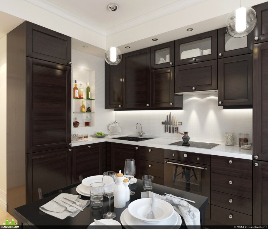 Скандинавский стиль кухни студии хрущевка