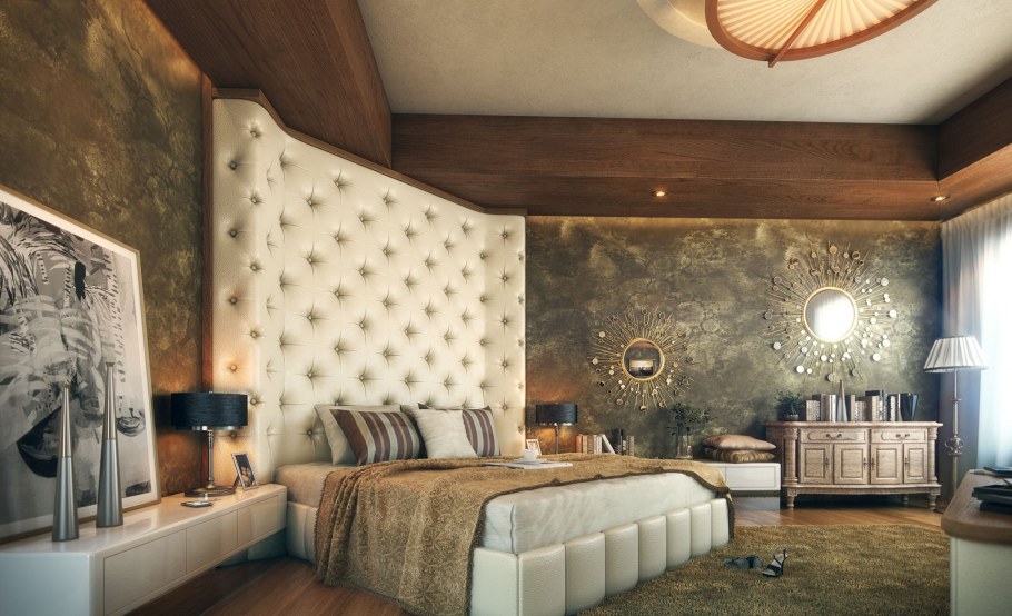 Декор для стены с спа в спальне