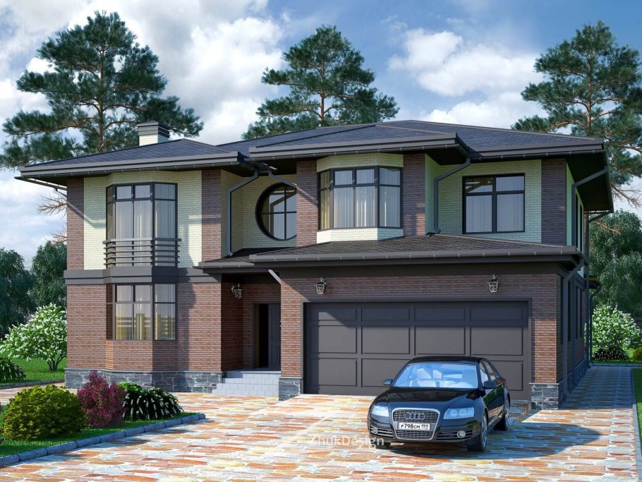 Двухэтажный дом с гаражом