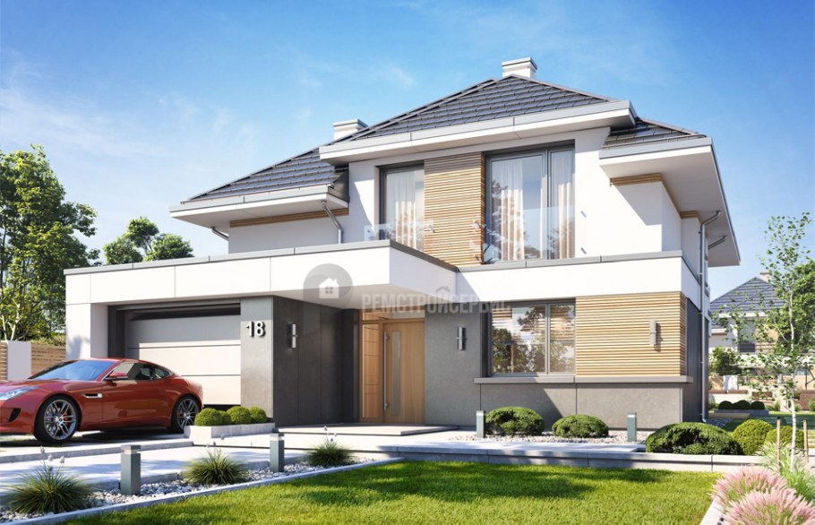 Американский дом с гаражом двухэтажный