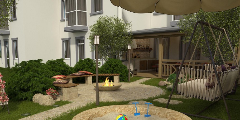 Ландшафт участка таунхауса