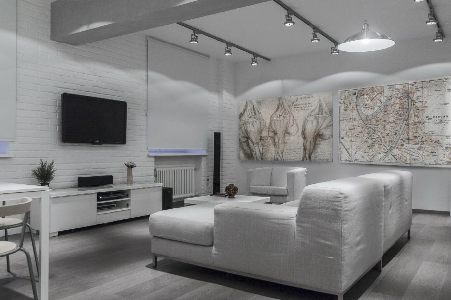 Освещение в гостиной в стиле лофт