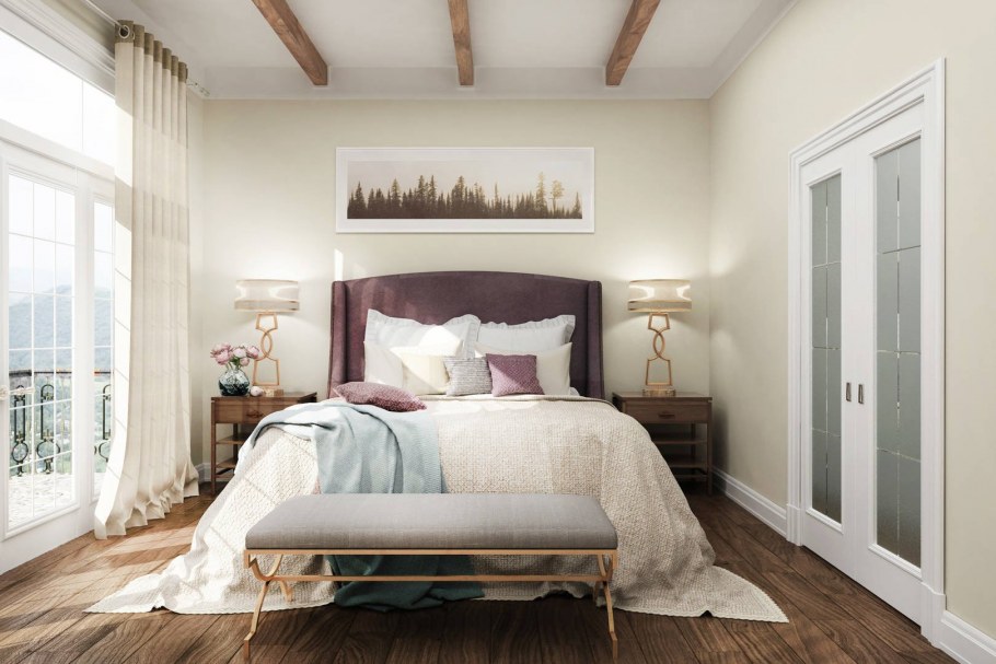 Белые шторы в спальню