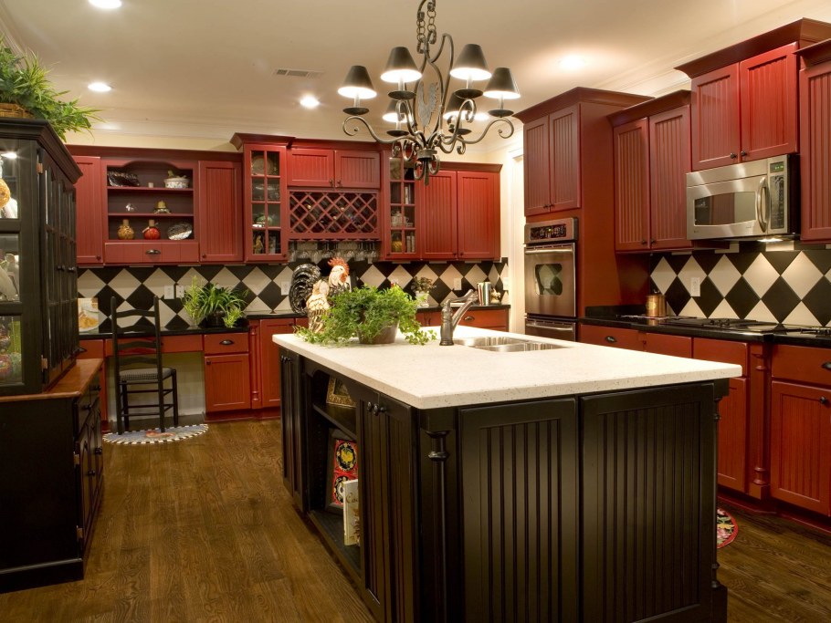 Красно коричневая кухня