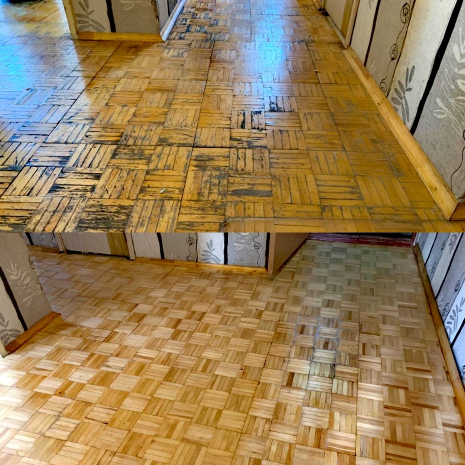 Гостиная с паркетом елочка