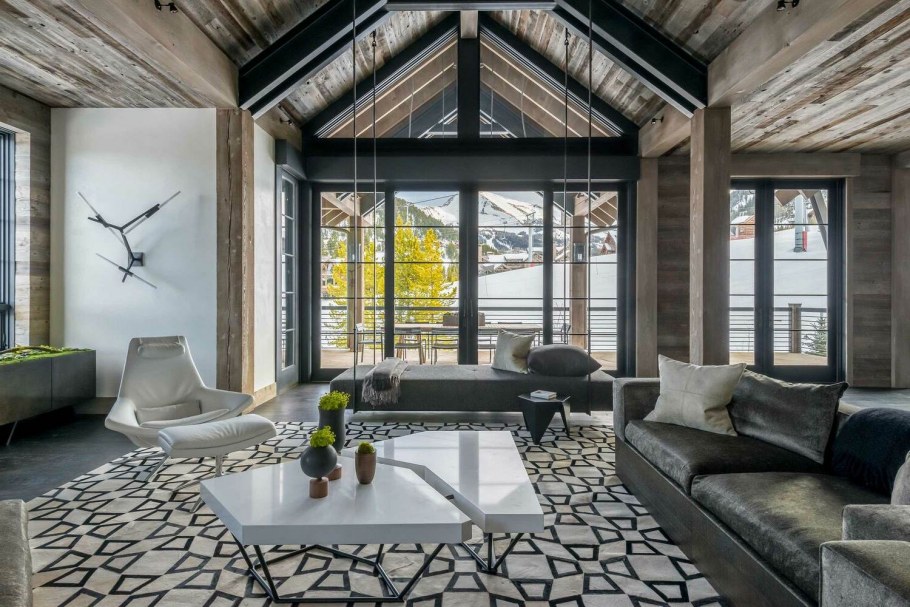 Скандинавский дизайн интерьера. Потолки 3d-иллюстрация