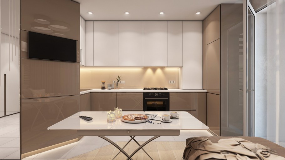 Кухня в бежевых тонах