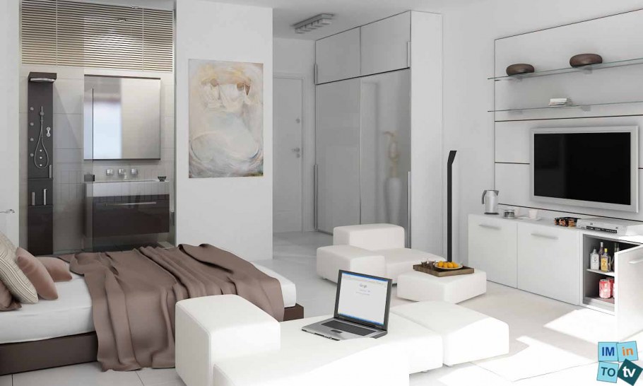 Зонирование комнаты шкафом купе