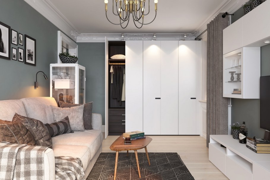 Шкаф над диваном