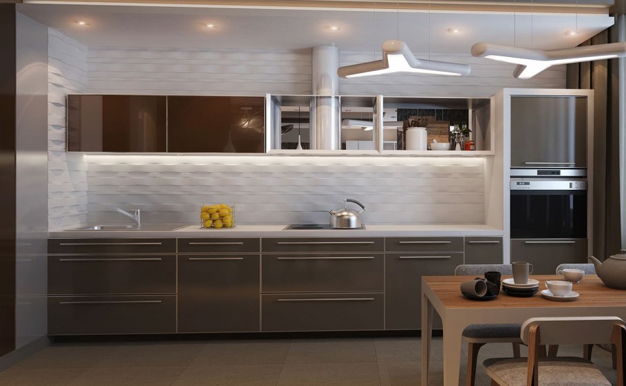 Интерьер кухни из стеновых панелей