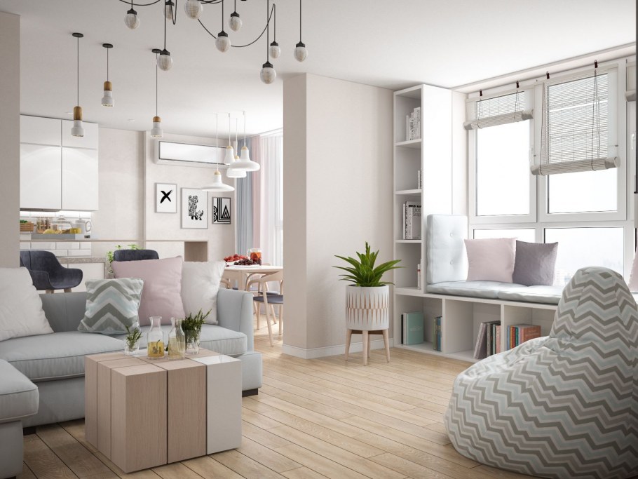 Сканди гостиная интерьер