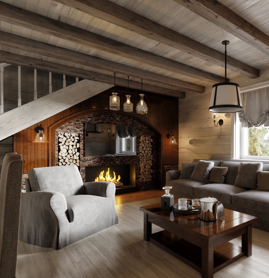 Дизайн мансарды загородного дома