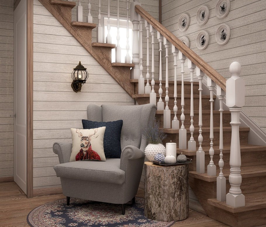 Деревянная лестница в стиле Прованс