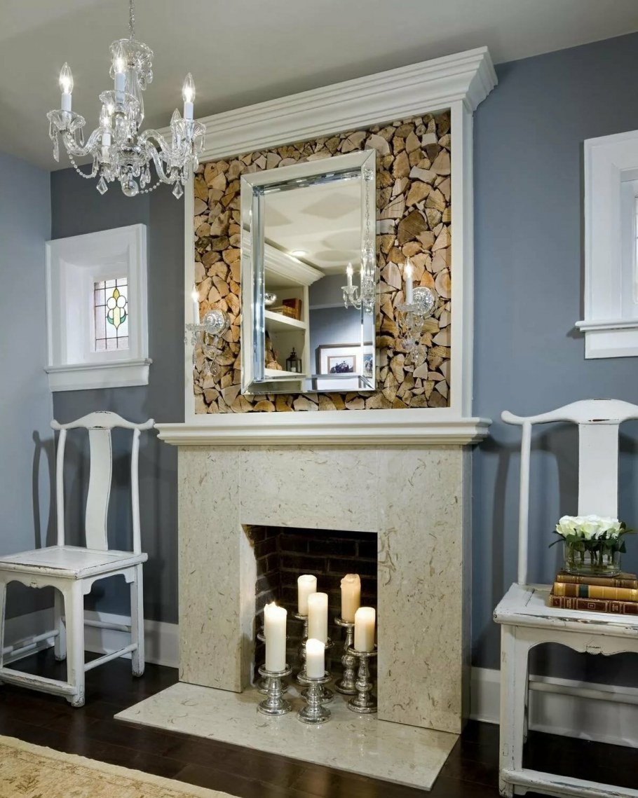 Гостиная икеа с камином