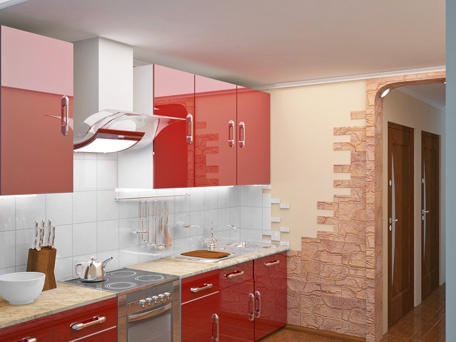 Красная кухня маленькая