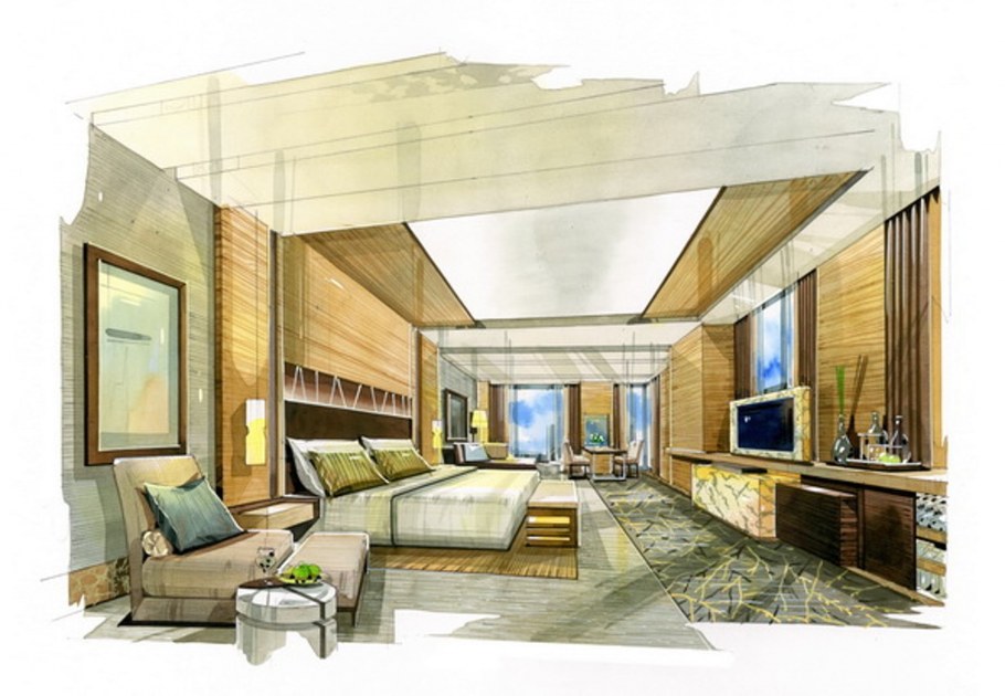 Скетч интерьера офиса