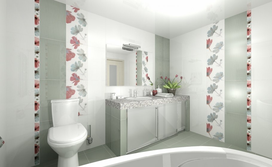 Керамическая плитка с цветами мелкими для ванной