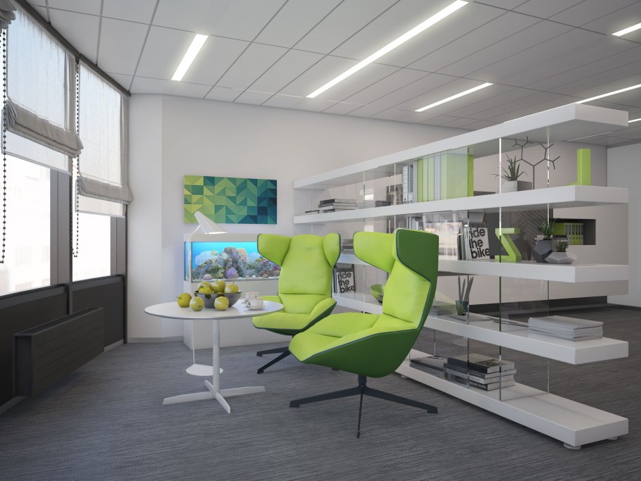 Угловой интерьер общественного помещения