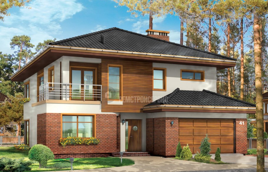 Квадратный дом с гаражом