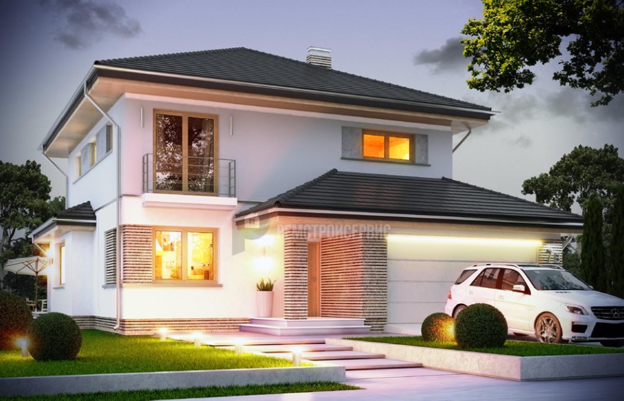 Уютный двухэтажный дом с гаражом