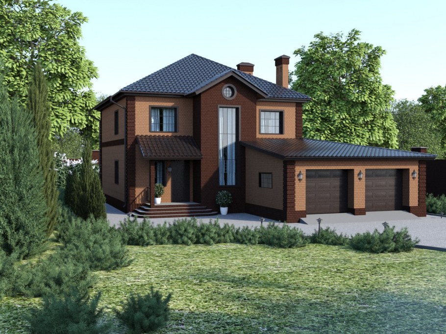 Двухэтажный коттедж с гаражом