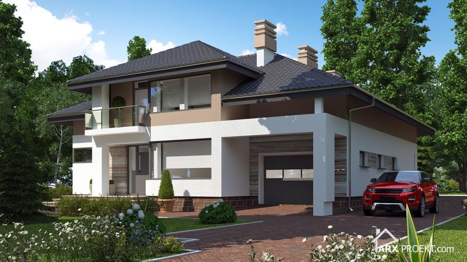 Современный коттедж с гаражом
