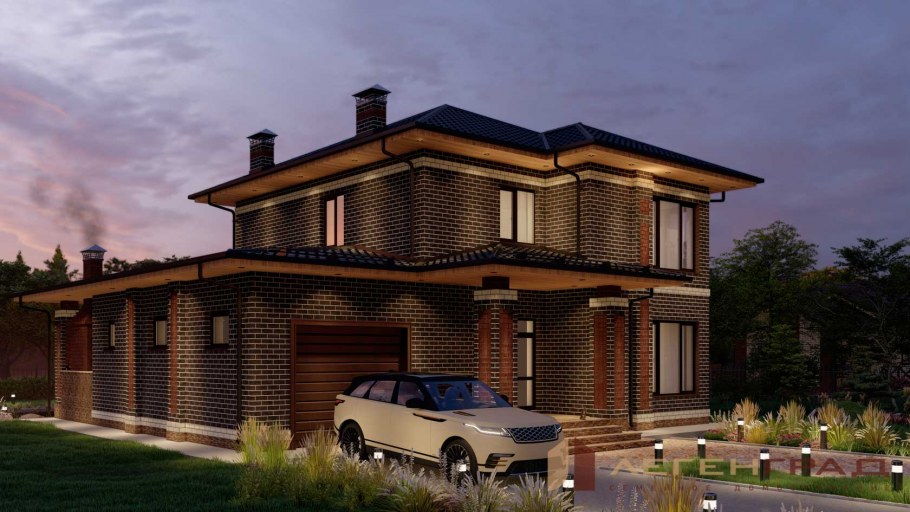 Кирпичный дом с гаражом