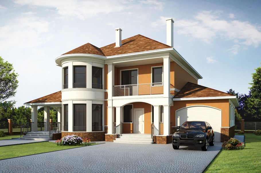 Двухэтажный дом с гаражом