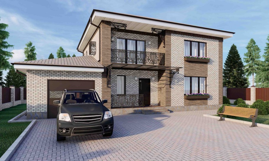 Двухэтажный коттедж с гаражом