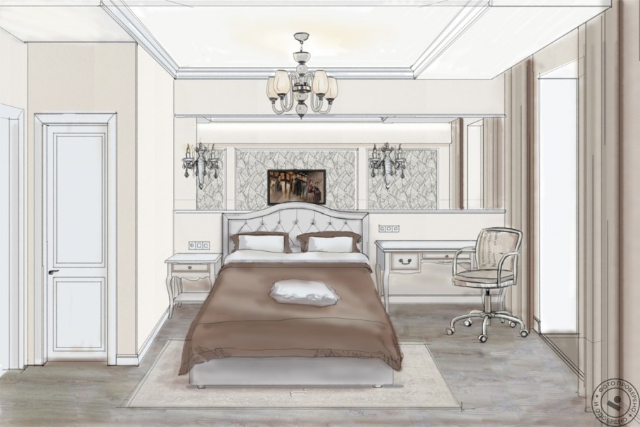 Эскиз спальни в квартире